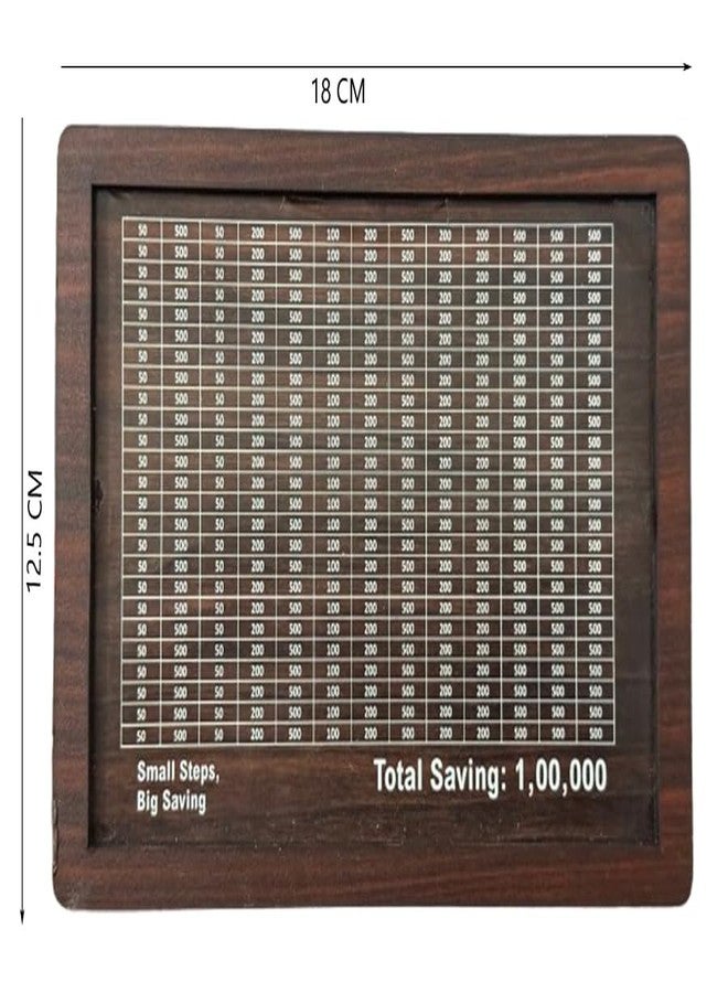 VICORP Wooden Money Saving Box for Kids & Adults, Coin Box, Savings Box, Piggy Bank, Smart Money Box, Wooden Coin Box, Money Saver, Piggy Bank with Numbers, Target 100000 Rupees Savings Box - Image 3